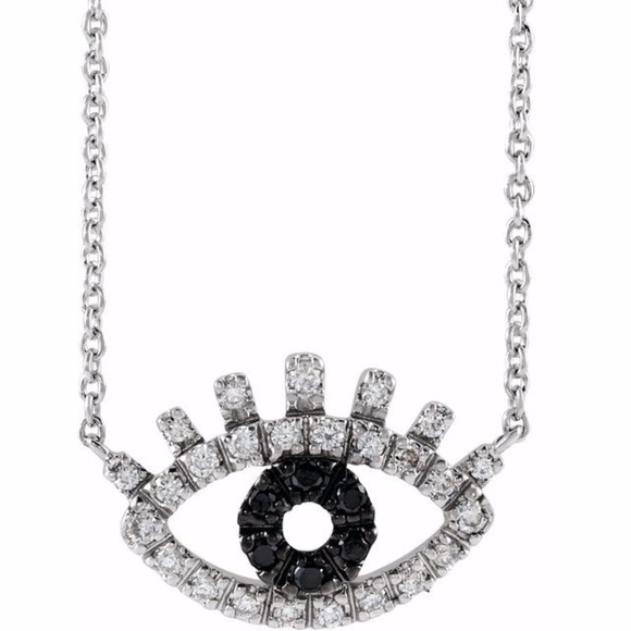 Jewelry - 14K 1/8CTW Black&White Diamond Evil Eye Necklace